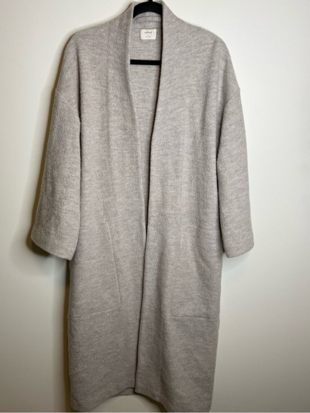 Wilfred Light Gray Open-Front Pea Coat small aritzia merino wool